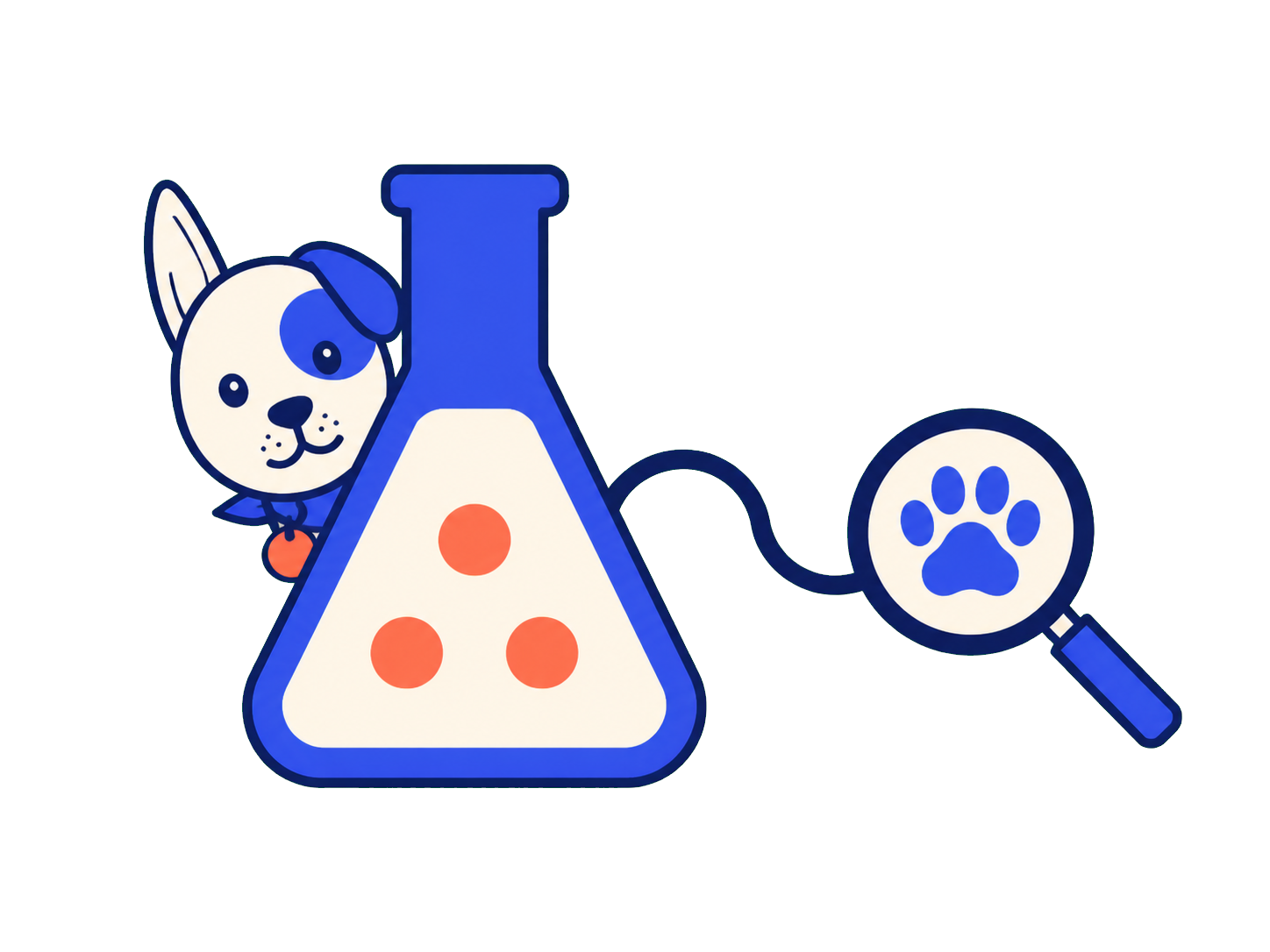 Perrito Barky revisando resultados clínicos